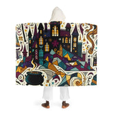 Hooded Sherpa Fleece Blanket with Wizard Castle Design