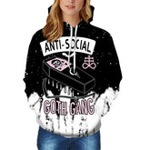 Hoodie Antisocial Goth Gang Dark Aesthetic Black / M