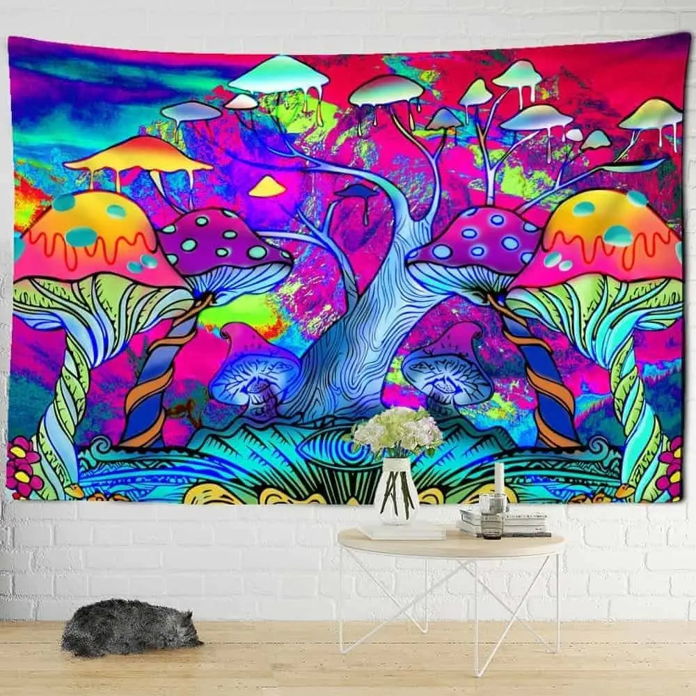 Indian Mandala Psychedelic Mushroom Tapestry Wall