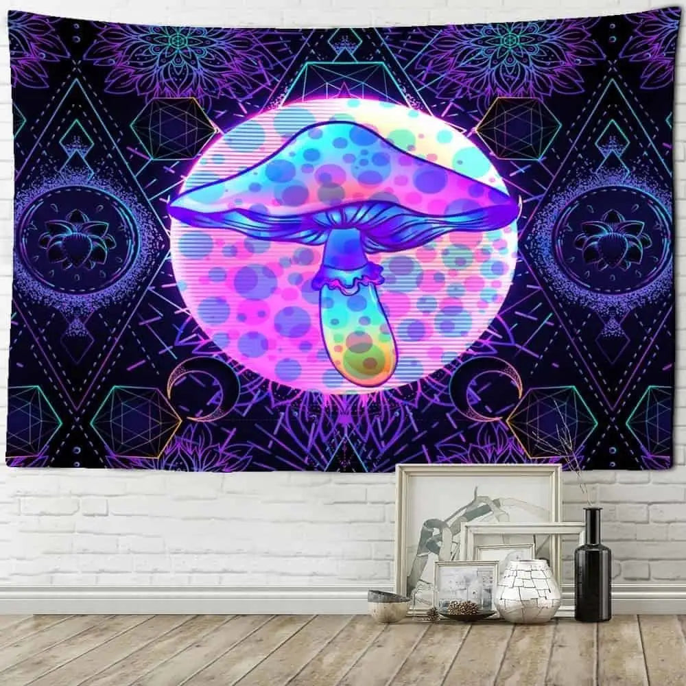 Indian Mandala Psychedelic Mushroom Tapestry Wall - B