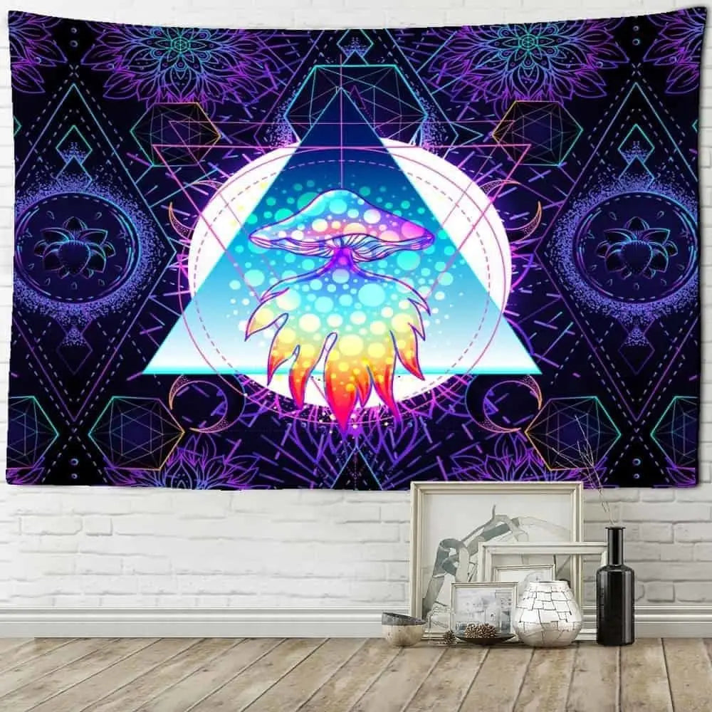 Indian Mandala Psychedelic Mushroom Tapestry Wall - C