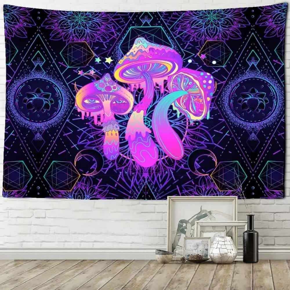 Indian Mandala Psychedelic Mushroom Tapestry Wall - D