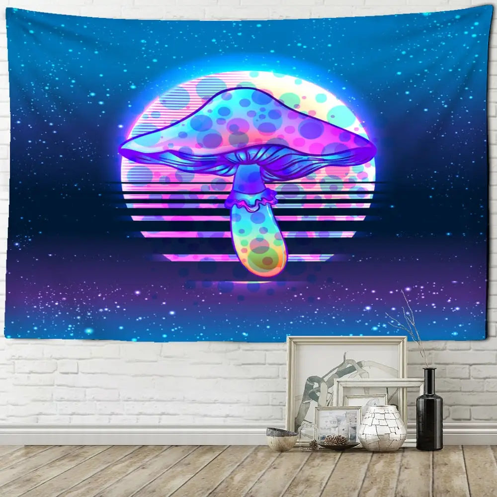 Indian Mandala Psychedelic Mushroom Tapestry Wall - E