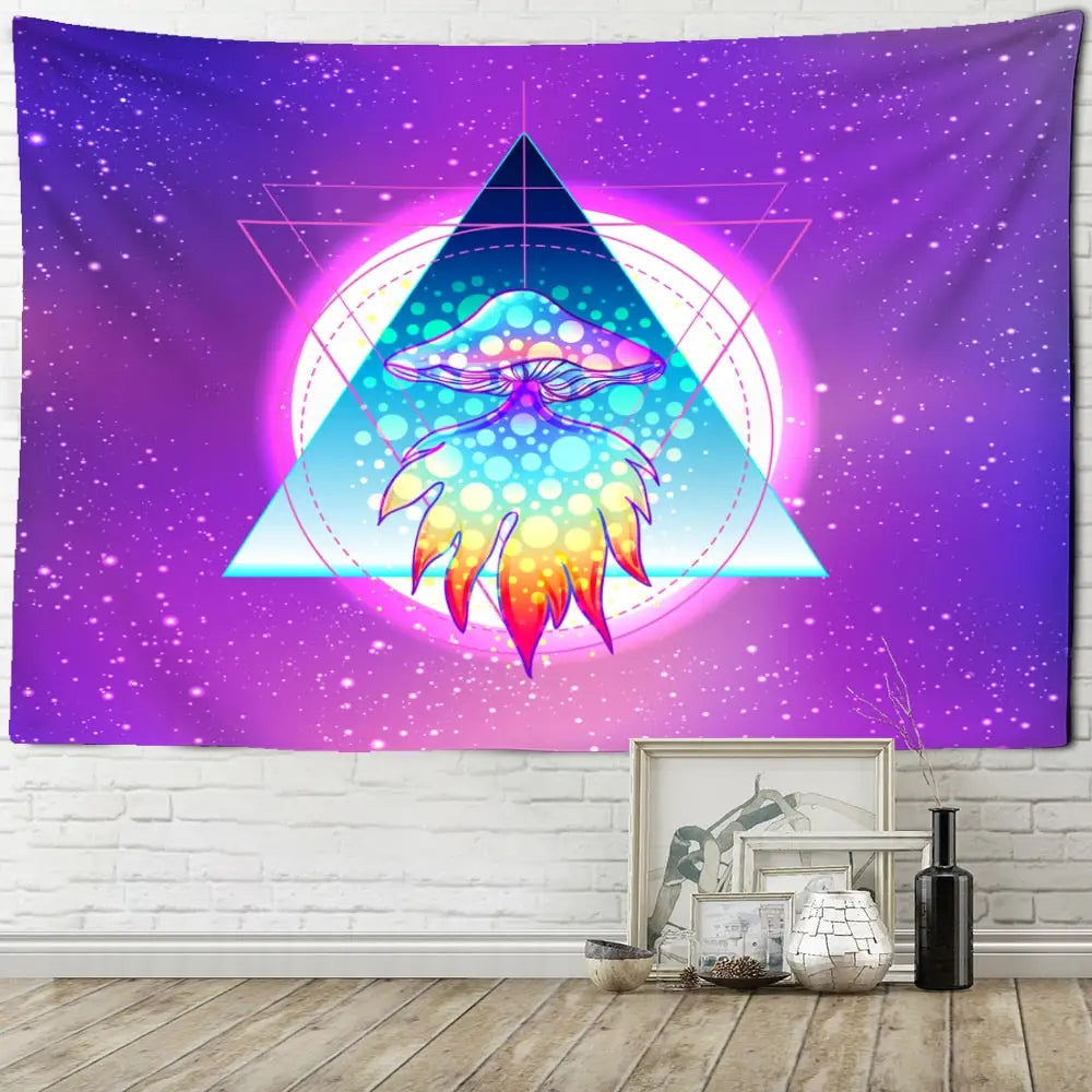 Indian Mandala Psychedelic Mushroom Tapestry Wall - F