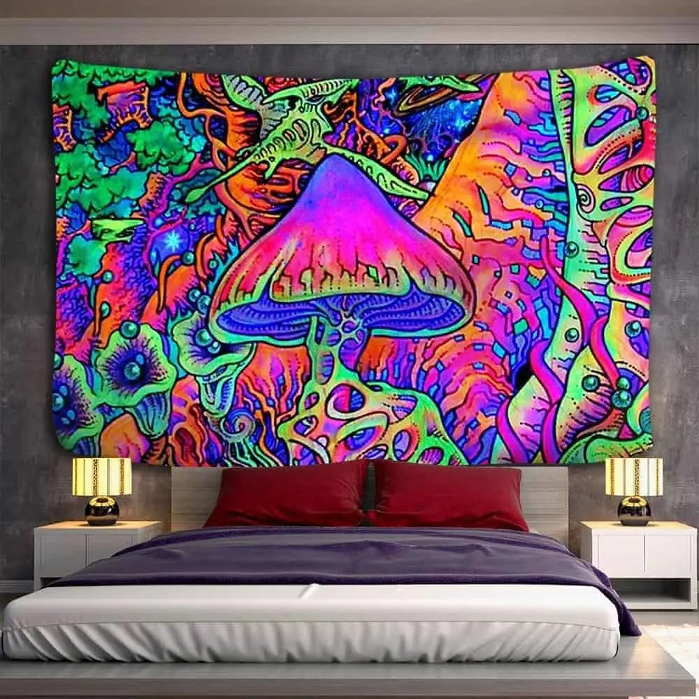 Indian Mandala Psychedelic Mushroom Tapestry Wall - J