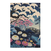 Japanese Art-Inspired Area Rug with Sakura