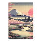 Japanese Landscape Area Rug with Mount Fuji and Cherry