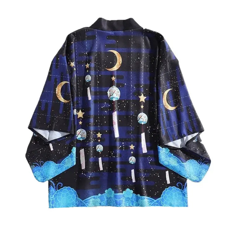 Japanese Moon And Stars Kimono - KIMONO