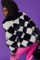 Delilah Black White Faux Fur Jacket