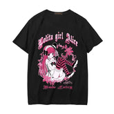 Kawaii Anime Gothic Girl T Shirt for Casual Wear Black / S