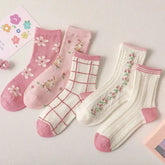 Kawaii Floral Braided Tube Socks for Everyday Wear