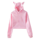 Kitty Hooded Cat Ears Hoodie for Everyday Wear Pink / XS