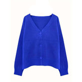 Knitted Long Sleeve Single Breasted V Neck Cardigan