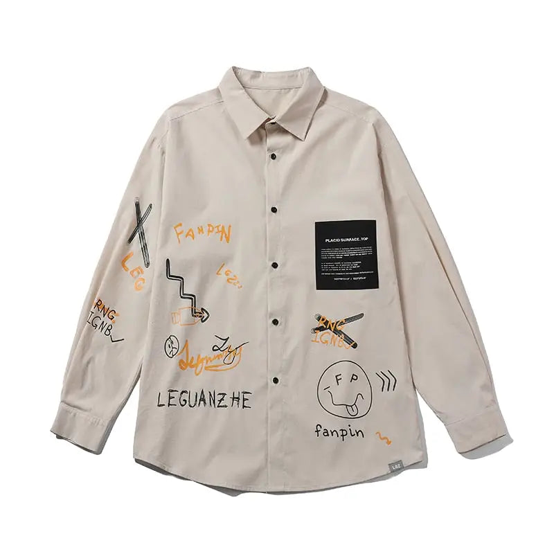 Korean Style Long Sleeve Oversized Shirt - UrbanWearOutsiders Korean Style Long Sleeve Oversized Shirt - UrbanWearOutsiders
