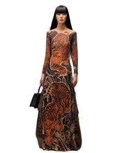 Korean Tigers Print Long Sleeve See Through Shirt M