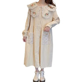 Lace Sweet Cute Corduroy Long Sleeve Dresses