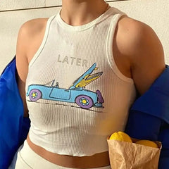 Later Car Knitted Tank Top - White / S