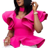 Layered Flare Sleeve Halter Neck Blouses