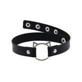 Leather Gothic Lock Hollow Cat Spike Collar