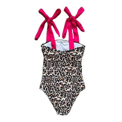 Leopard Shoulder Lace Strap Swimsuit - Swimsuits