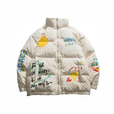 Letter Graffiti Print High Street Hip Hop Oversized Coat