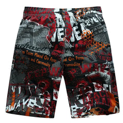 Letter Printed Waterproof Beach Shorts - Red / L - Short