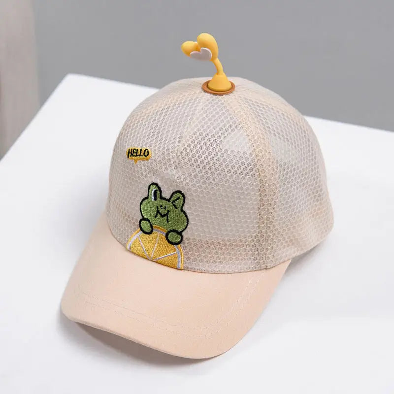 Little Frog Embroidered Cap - Creamy White / One Size