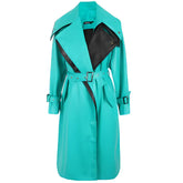 Long Loose Patchwork Trench Belt Luxury Designer Coat