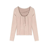 Long Sleeve Button Fitted Top