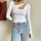 Long Sleeve Irregular Fitted Top