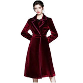 Long Velvet Warm Trench Coat for Cold Weather
