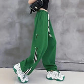 Loose Sport Pants With Side Buttons Cotton Polyester