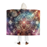 Luxurious Hooded Sherpa Fleece Blanket with Cosmic Design