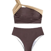 Lycra Asymmetrical One Shoulder High Waist Bikini Swimsuit
