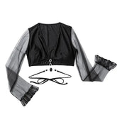 Mesh See-Through Long Sleeve Bikini Swimwear