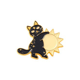 Metal Black Cat Moon Sun Enamel Pin
