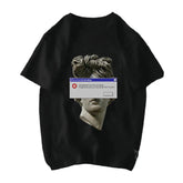 Michelangelo David Mona Lisa Mask Printed T Shirt Error