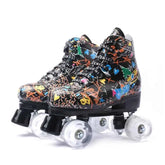 Microfiber White Roller Skates 4 Wheels Double Row Inches