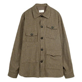 Mismatched Pocket Plaid Shirt with Point Collar Brown / XS