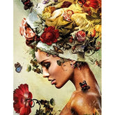 Mona Lisa Flowers Butterflies Wall Decor Canvas Woman