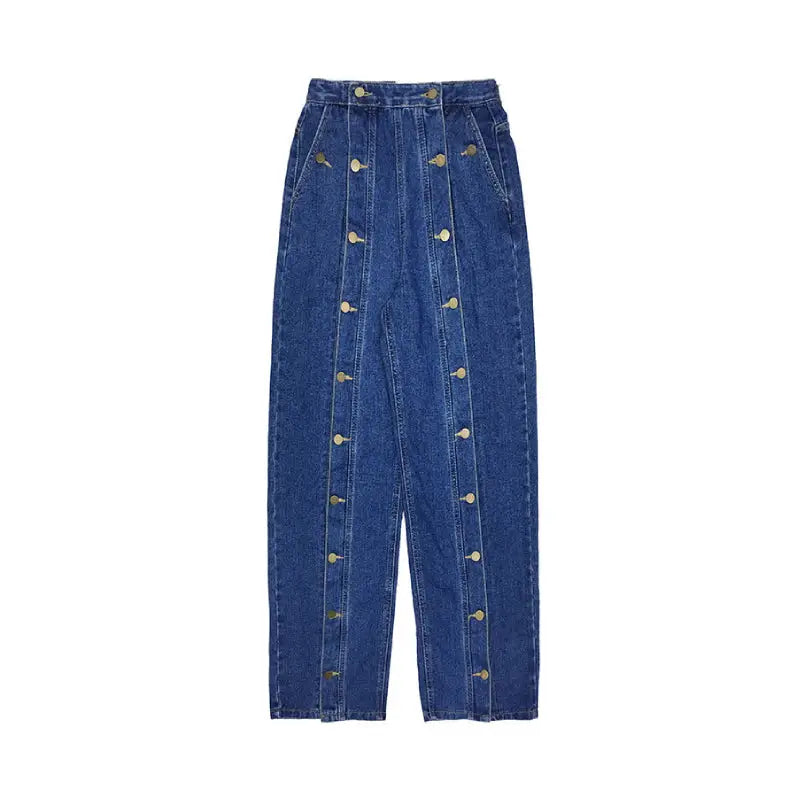 Multi-Button Jeans Pants - Blue / S