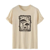 Mushroom Tarot Card Oversize T Shirt with Inches Length