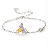 Natural Citrine Crystal Bee Silver Bracelet