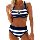 Navy Striped Two-Piece Swimsuit