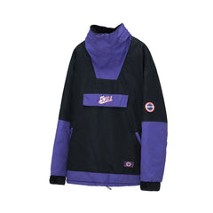 Neck Protection Black Purple Hip-Hop Jacket - Black-Purple
