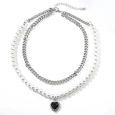 Necklace with Colorful Beads Pearls Butterfly Dangle Chain