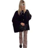 O Neck Knit Long Sleeve Pullover Button Sweater