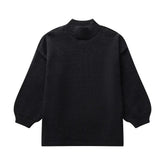 O Neck Knit Long Sleeve Pullover Sweater Black / S