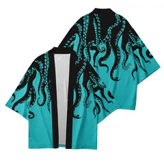 Octopus Japanese Style Kimono - Cyan / XXL - KIMONO