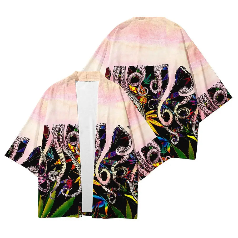 Octopus Japanese Style Kimono - Pink / M - KIMONO